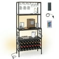 thumbnail image 1 of Gymax 3-Tier Wine Rack Coffee Bar Station w/Power Outlets Hooks Glass Holders Rustic Brown, 1 of 10