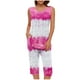 thumbnail image 1 of Conjunto de Verano para las Mujeres Impreso Casual sin Mangas Plisado Superior Y Pantalones Recortados, Cuello Redondo Conjunto de Dos Piezas, 1 of 8