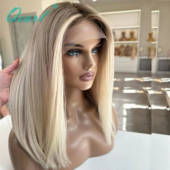 Blonde Human Hair Wigs for Women & Girls - Short Shoulder Length 13x4 HD Lace Frontal Wigs, Glueless