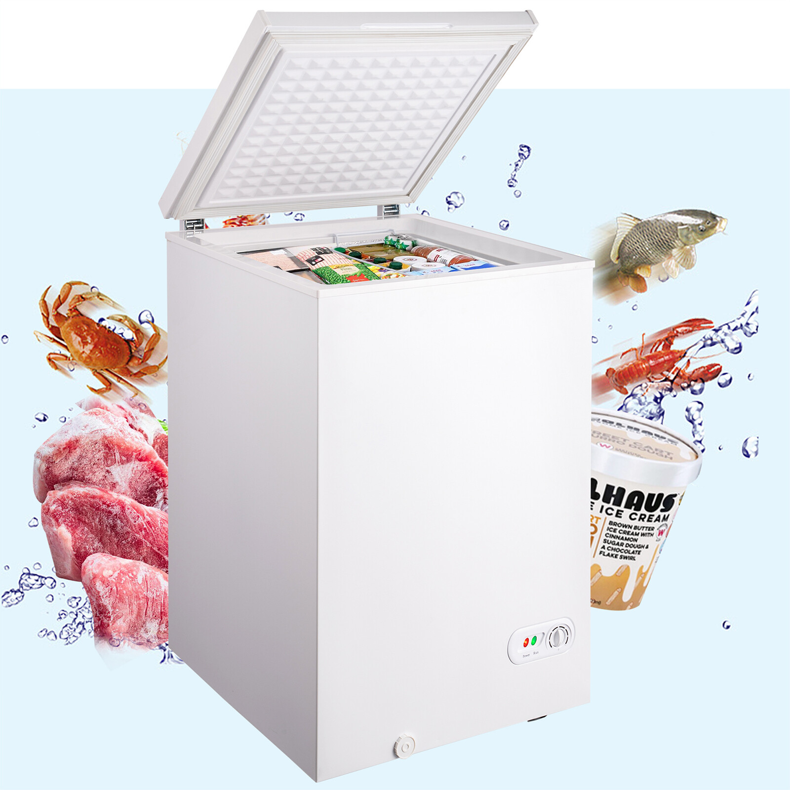 Buy Uhndy Chest Freezer, Top Open Door Compact Freezer, Feet Deep