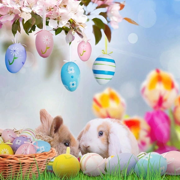 Xuewenshw Easter Egg Decorations Children's DIY Toys Colorful Easter Egg Pendants Hanging Ornaments Easter Atmosphere Decorations Party Decorations for Women 50th Birthday