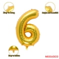 thumbnail image 2 of Globo de foil dorado número 6 de 32" MEIDUOCO para fiesta, 2 of 7