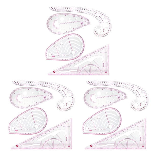 Kearding Regla de costura DIY de plástico, 4 Uds., plantilla de medición de curva francesa, herramienta artesanal de pintura de dibujo a Type1 NO1