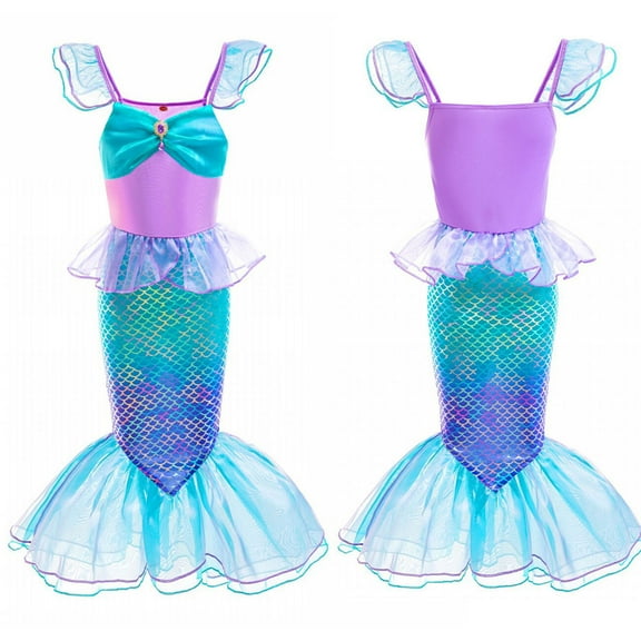 Girls Mermaid Costume Dress Halloween Birthday Princess Outfits Dress-up,2-3T