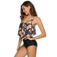 thumbnail image 5 of Women Swimwear, Two Piece Bathing Suits Ruffled Flounce Top with High Waisted Bottom Bikini Set (Orange Floral, M Size), 5 of 7