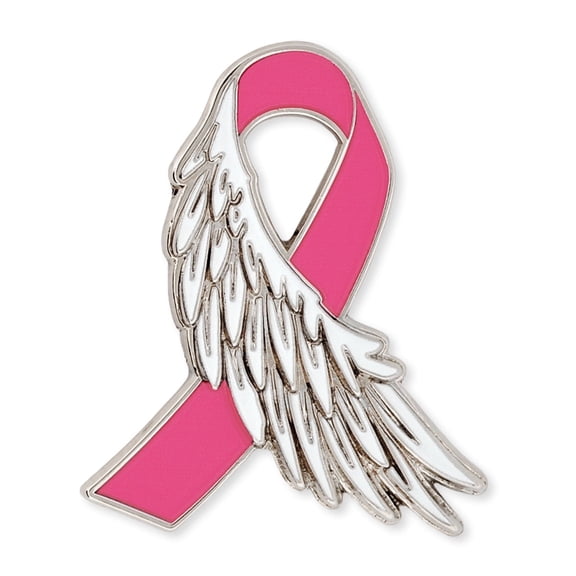 PinMart's 3D Breast Cancer Ribbon with Angel Wing Pin - Pink Awareness Accessories, Fundraiser Items, Support Lapel Pin, Memorial Jewelry, Breast Cancer Awareness Accessories