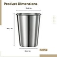 thumbnail image 4 of 12 Pcs Stainless Steel Cups, 16 fl oz/500 ml Reusable Pint Cups, Long-lasting Brushed Finish Metal Drinkware for Camping, Travel, Home, BPA Free, Stackable Design, 4 of 5
