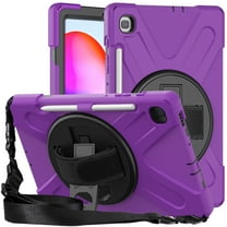 XYX Case for Samsung Galaxy Tab S6 Lite 10.4 inch SM-P610/P613/P615/P619 with 360 Degree Rotating, Hand Strap, Shoulder Strap, Purple