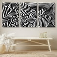 thumbnail image 5 of PixonSign Canvas Print Wall Art Set Maze Inspired Line Pattern Geometric Shapes Illustrations Modern Art Contemporary Edgy Dark Black and White for Living Room, Bedroom, Office - 24"x36"x3, 5 of 5