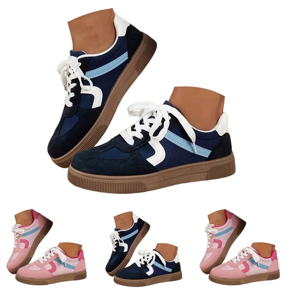 Pandaie Women's Classic Retro Fashion Sneakers Soft Sole Trendy Platform Low Top Casual Walking Shoes for Daily Wear Walking Outfits Blue 6