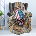 thumbnail image 4 of Guitar Soft Flannel Fleece Throw Blanket, Retro Style Composition Angry Skull American Flag Pattern Wings Electric Guitars, Cozy Plush for Indoor and Outdoor Use, 50" x 60", Multicolor, by Ambesonne, 4 of 5