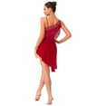 thumbnail image 2 of inlzdz Womens Latin Tango Dance Dress Asymmetrical Shoulder Tassel Ballroom Performance Bodysuit Burgundy L, 2 of 6