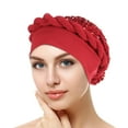 thumbnail image 3 of LEKODE Womens Skull Cap Head Wraps for Women Chemo Hair Turbans for Women Fashion Headscarf for Women's Hair Turban for Men Women Head Covering Hair Turbans Red One Size, 3 of 3