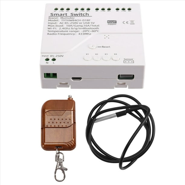Interruptor Inteligente WiFi Tuya con Sensor de Temperatura, Monitor CA 85-250 V, Interruptor Inteligente Inalámbrico con Control Remoto