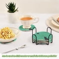 thumbnail image 5 of Yayeee 6 PCS Drink Coasters with Holder Set Woven Absorbent Round Tabletop Hot Pad, Green Cat, 5 of 7