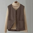 thumbnail image 2 of Breezora Womens Fleece Lined Zip Up Vest With Pockets Winter Warm Casual Cotton Puffer Gilet XXXXXL Size Coffee, 2 of 7