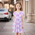 thumbnail image 3 of Grblisyd Girls Dresses Summer Short Sleeve Kids A Line Cute Cartoon Sundresses with Pockets for Casual 3-12 Y, 3 of 6