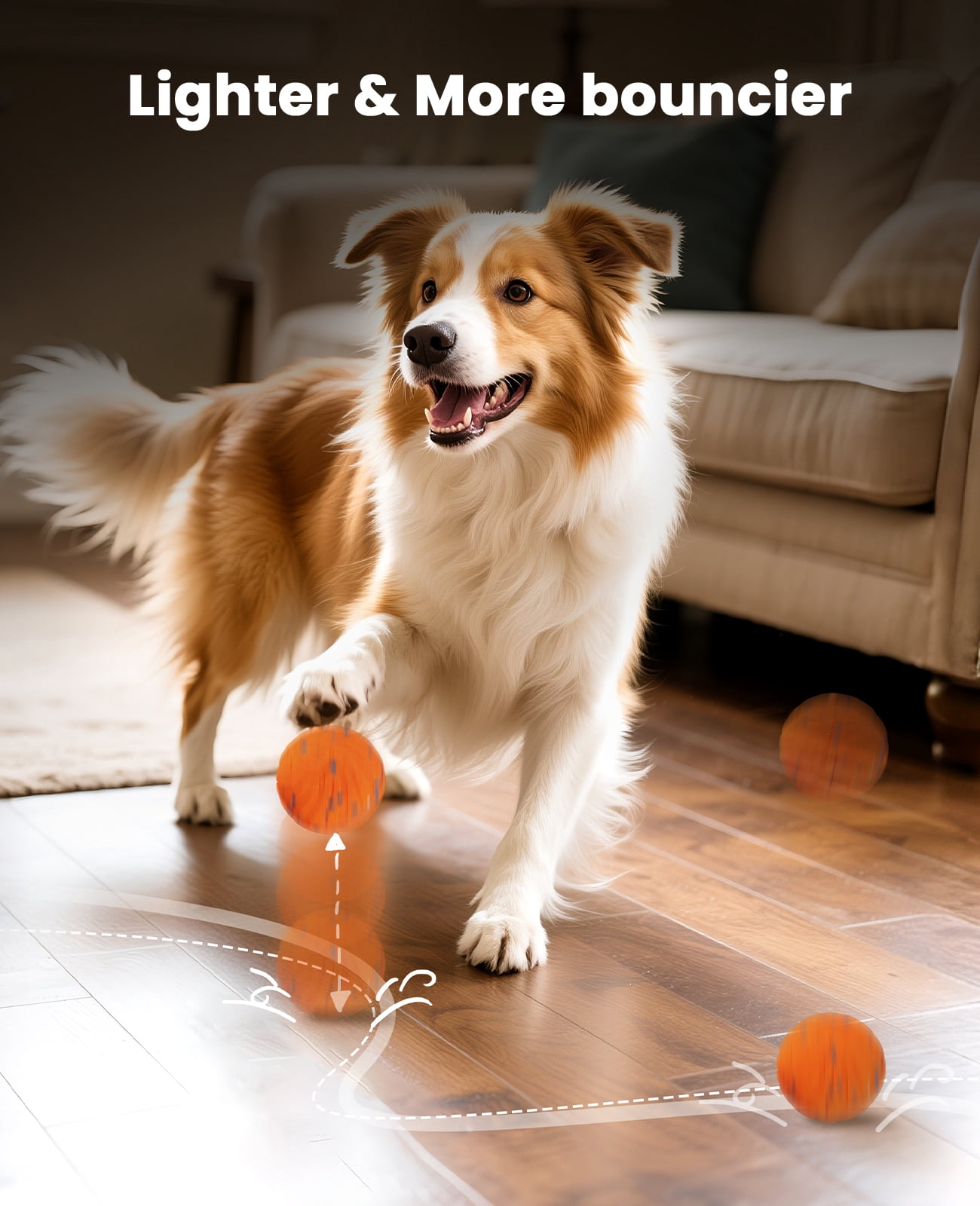 2 Pack Smart Interactive Dog Balls, Automatic Moving Ball for Medium and Large Dogs, ETPU New Material, Motion Activated Rolling & Rotating Bouncy Toy for Dog Stimulation, 1 Orange + 1 Blue