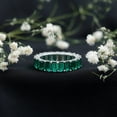 thumbnail image 2 of Rosec Jewels Certified Lab Grown Emerald Eternity Band - Emerald Cut Emerald Anniversary Band - AAAA Quality - Ready to Gift, 925 Sterling Silver, US 11.00, 2 of 7