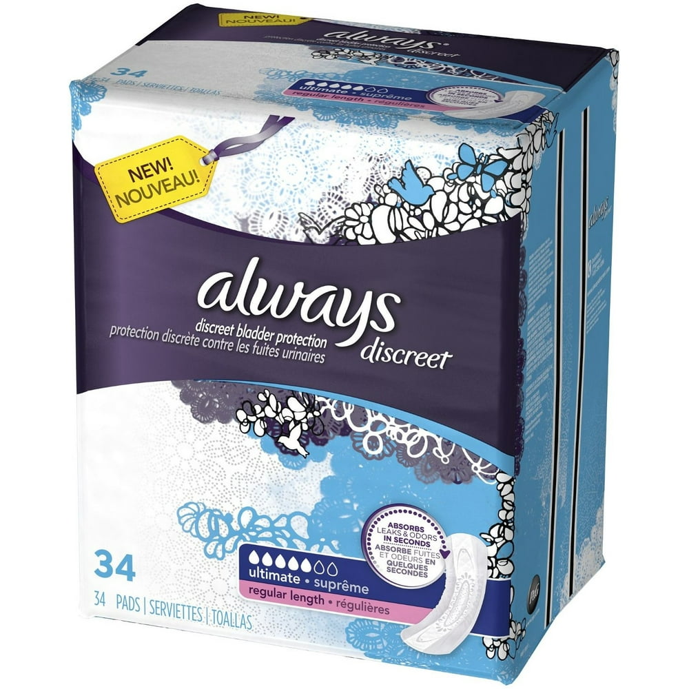 Always Discreet Incontinence Maximum Absorbency Pads, Long 39 ea (Pack of 4)