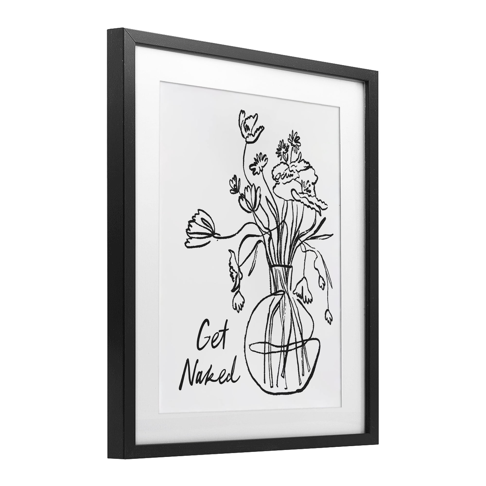 Stupell Industries Get Naked Flower Contour Black Framed Print Under Glass, design by Lettered and Lined