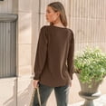thumbnail image 7 of SUNBS Long Sleeve Shirts for Women Pleated Crewneck Fall Winter Casual Blouses, Sizes S-3XL, 7 of 7