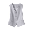 thumbnail image 6 of Vest Sleeveless V Neck Button Front Solid for Women Sunny Weekend Seasonal Favorite Casual Dressing Daily Commute Everyday Outfit Season Shift Summer Outfits, 6 of 6