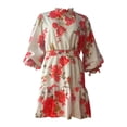thumbnail image 5 of TSADFHJI Jupes pour Femmes Longueur Courte à Volants Robe Maxi à Col Roulé Imprimé Floral Frais & Style S Blanc, 5 of 5