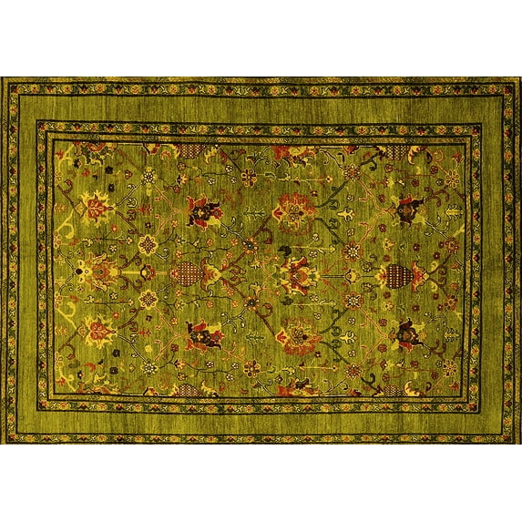 Ahgly Company Indoor Rectangle Oriental Yellow Traditional Area Rugs, 2' x 4'