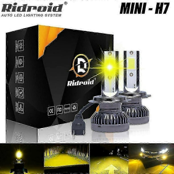 H7 LED Headlight Bulb Kit High Low Beam 120W 26000LM Super Bright 3000K Yellow