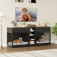 thumbnail image 5 of Luku 82" Double Dog Crate Furniture, Indoor Wooden Kennel for 2 Dogs with 4 Drawers, Shelves & TV Stand, 5 of 7