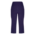 thumbnail image 6 of Capri Pants for Women High Waisted Yoga Pants with Pockets - Cropped Workout Leggings for Athletic, Casual Summer Navy 2XL, 6 of 6
