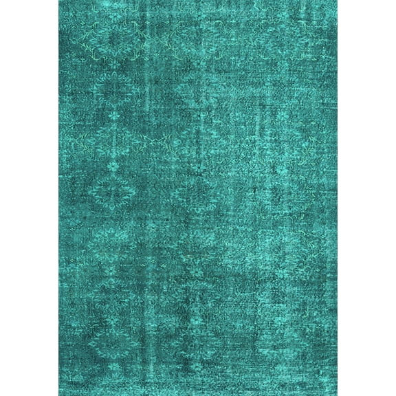 Ahgly Company Machine Washable Indoor Rectangle Persian Turquoise Blue Traditional Area Rugs, 5' x 7'