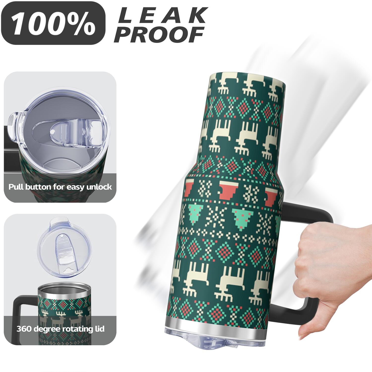 1pc 40 oz Christmas Tumbler with Lid and Straw Stainless steel Insulated tumblers Cute water bottle Travel/Gym coffee tumbler Gifts for Women/men