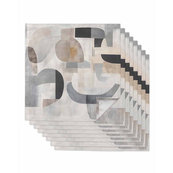 nqOlkjepod Abstract Gray Brown Cloth Napkins Set of 8 Reusable Dinner Napkins, Modern Geometric Art Cocktail Napkin Washable Table Napkins for Wedding/Holiday Party/Baby Shower 20"x20"