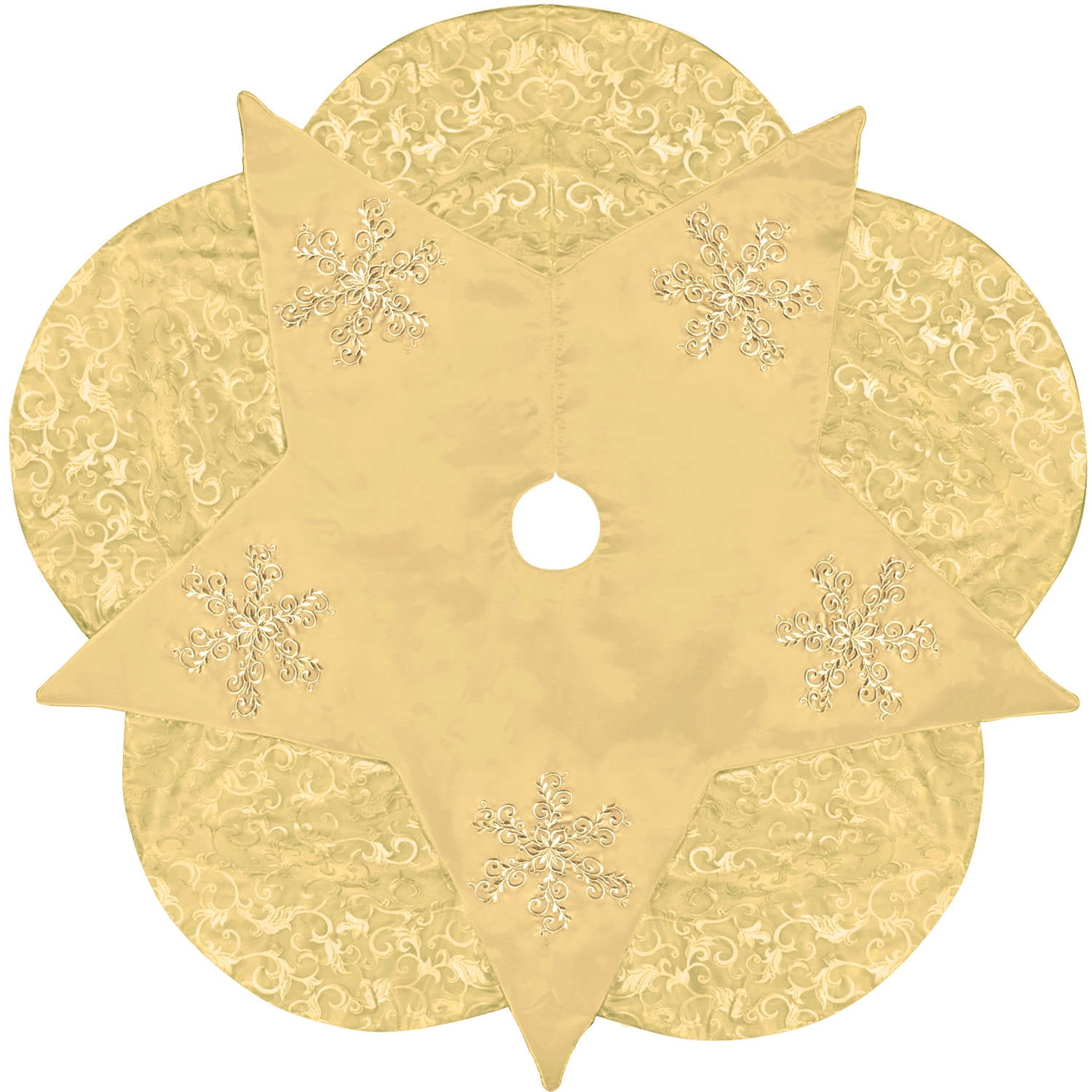 Holiday Time Christmas Decor 56" Gold Satin Star Tree Skirt with