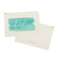 thumbnail image 2 of Personalized Name Aqua Watercolor Cosmetic Bag and Travel Make Up Pouch, 2 of 4