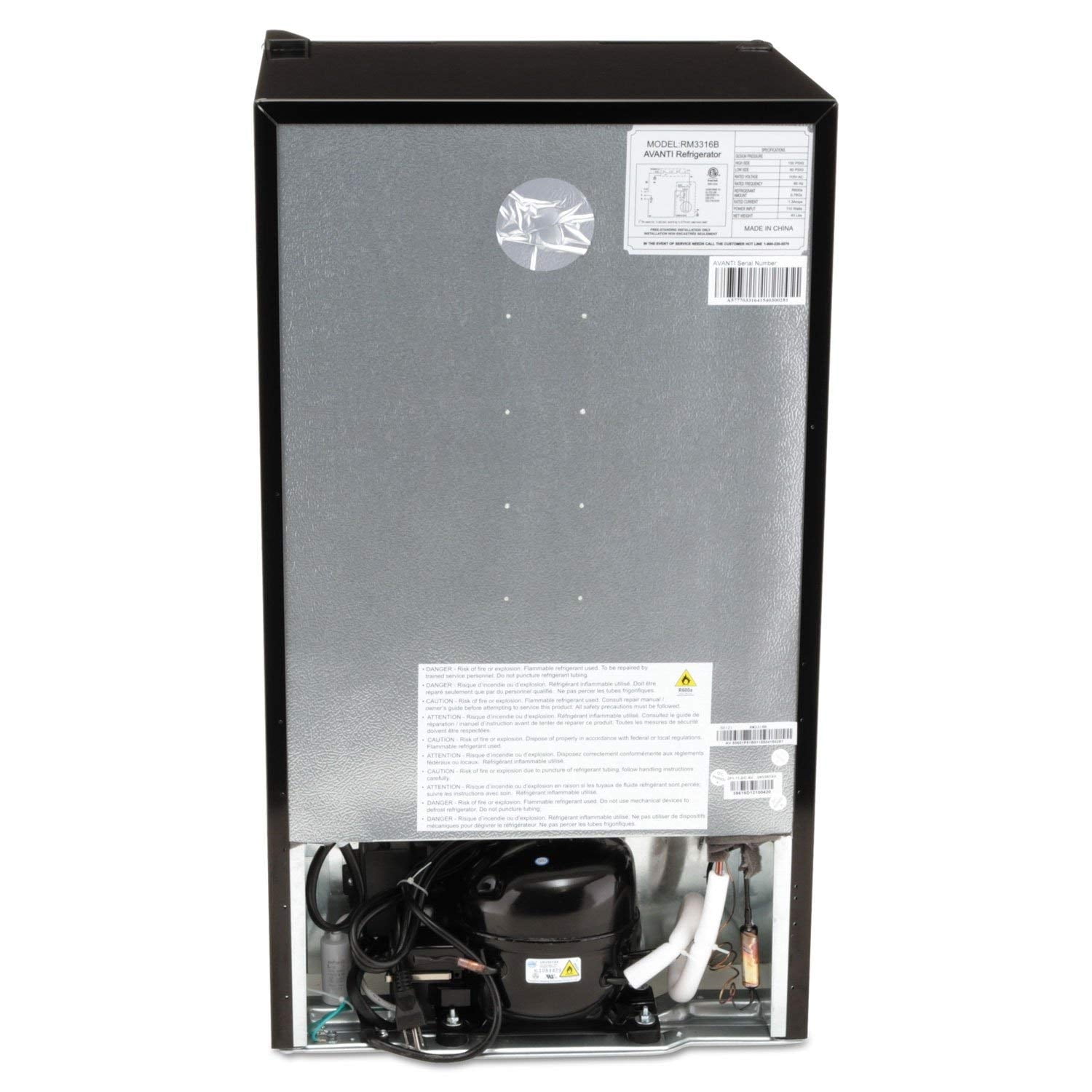 Avanti 3.3 cu. ft. Compact Refrigerator, Mini-Fridge, in Black (RM3316B)