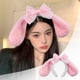 thumbnail image 2 of Diadema con orejas de conejo rosa, diadema con orejas de conejo y lazo, gorro con orejas de conejo peludas para niñas y mujeres, disfraz, cosplay, fiesta, 2 of 8