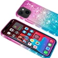 thumbnail image 4 of Compatible for Apple iPhone 13 mini Case, with Tempered Glass Screen Protector SOGA Diamond Liquid Quicksand Cover Cute Girl Women Phone Case - Pink / Blue, 4 of 5