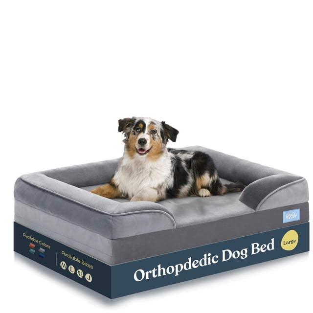 Sofá cama ortopédico para perros - Camas para perros ultra cómodas para perros grandes - Cama para mascotas transpirable e impermeable - Sofá cama de espuma de huevo con soporte adicional para la cabe