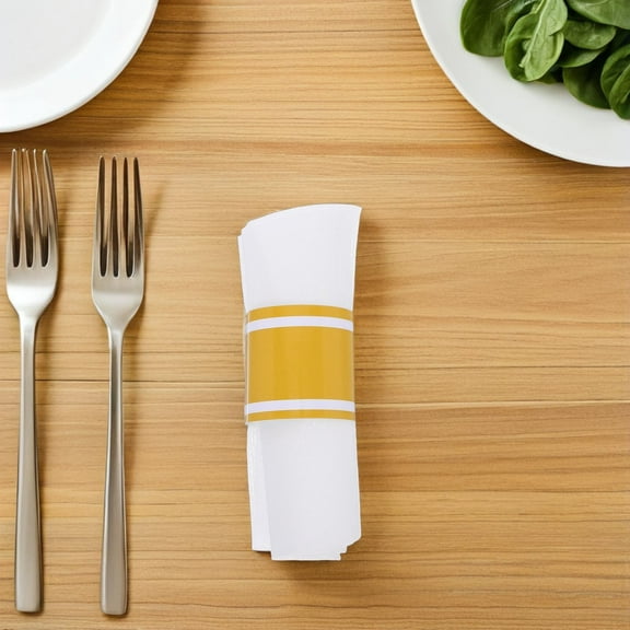 COMPUKAS 100Pcs Silverware Wrapping Bands Disposable Paper Design For Wedding Event Table Setup
