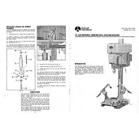 Instruction Manual ONLY for Rockwell 15-249 Bowling Ball Drilling Machine Setup Instructions REPRINT