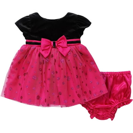 George - Newborn Girls' 2-Piece Pink Glitter Dress with Bloomers ...