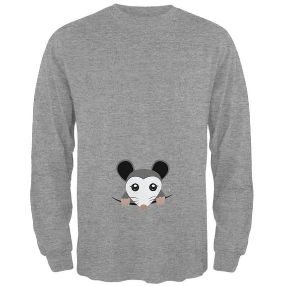 Halloween Peeking Possum Costume Mens Long Sleeve T Shirt Heather LG