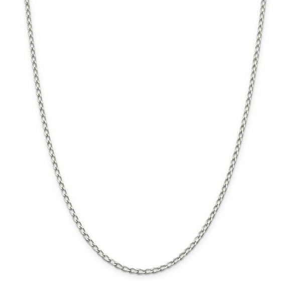 Primal Silver Sterling Silver 2.8mm Open Elongated Curb Chain Anklet