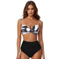 thumbnail image 2 of MKLEKYY Trajes De Baño Mujer Women High Waisted Bikini Sexy Push Up Two Piece Swimsuits Vintage Swimsuit Two Piece Retro Ruched High Waist Print Bikini Set 2782, 2 of 6