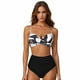 thumbnail image 2 of MKLEKYY Trajes De Baño Mujer Women High Waisted Bikini Sexy Push Up Two Piece Swimsuits Vintage Swimsuit Two Piece Retro Ruched High Waist Print Bikini Set 2782, 2 of 6