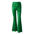 thumbnail image 6 of BLVB Women's Velvet Elastic Waist Flare Leg Palazzo Long Pants Casual Stretch Velour Bell Bottom Trousers for Fall Winter Green 1, 6 of 7