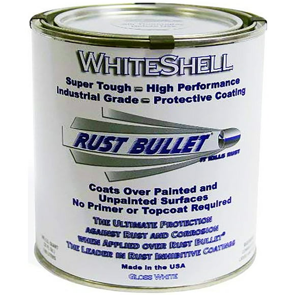 Rust Bullet WhiteShell - Gloss White Rust Preventative Protective Coating, UV Resistant - No Topcoat Needed (Quart)